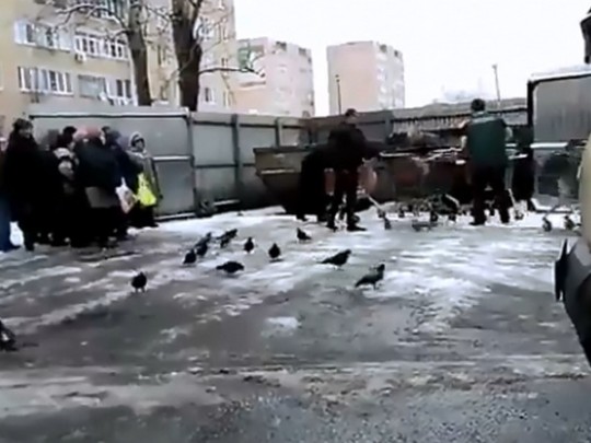 Как рабы: россияне выстроились в очередь к помойке (видео)