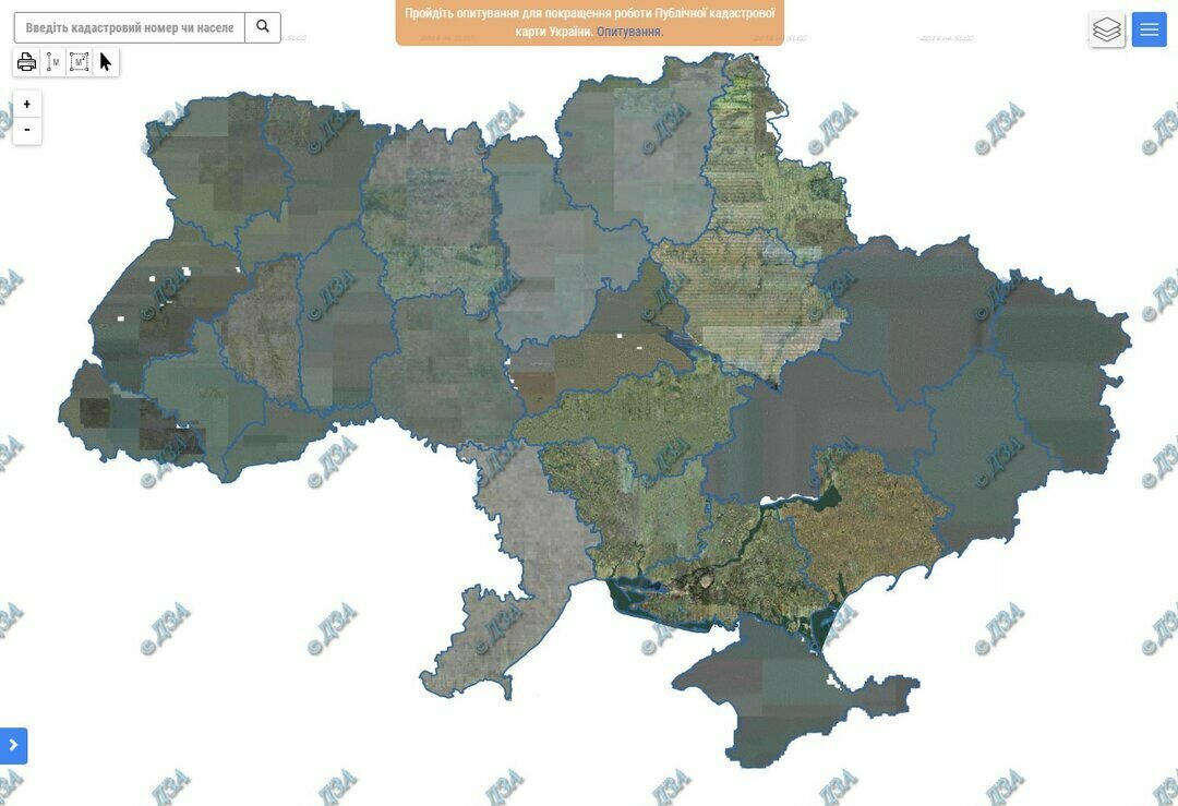 В Украине запустили обновленную публичную кадастровую карту